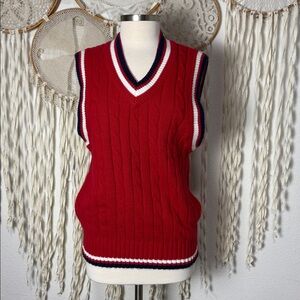 Vintage Performance Tenniswear by Wilson in Red White Navy V-Neck Knit Vest M